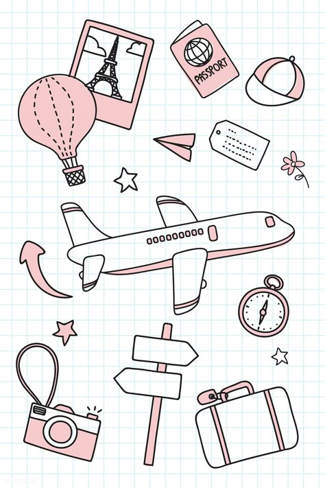 Hand drawn travel element vector set | free image by rawpixel.com / marinemynt Doodle Ideas, Bullet Journal Writing, Journal Ideas Pages, Bullet Journal Inspo, Bullet Journal Doodles, Journal Doodles, Bullet Journal Ideas Pages, Journal Inspo, Bullet Journal Inspiration