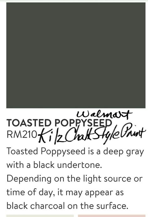 Kilz Poppyseed paint | Walmart | cabin bathroom walls Toasted Poppyseed Paint Color, House Palette, Farmhouse Bathrooms, Trailer Renovation, Black Painted Furniture, Chest Ideas, Cabin Bathroom, Cabin Bathrooms, Road House