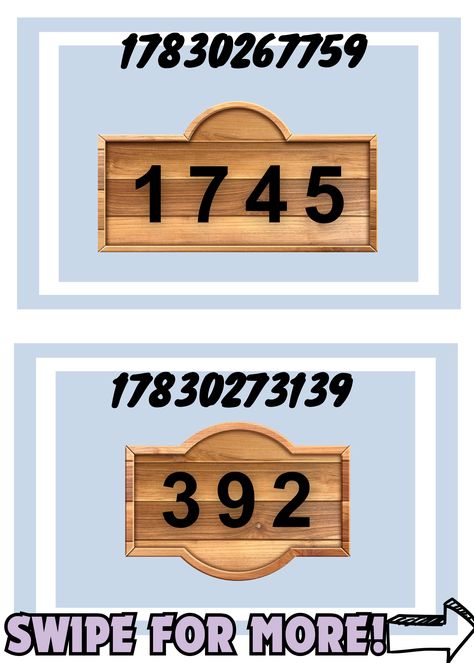 Hey everyone,

I hope you're all doing well! I just got back from a busy days. A lot of you have been requesting more house numbers so here it is; Hope you enjoy this decals <3 Bloxburg Neighborhood Sign Code, House Numbers Bloxburg Codes, Bloxburg Police Decals, Bloxburg Decals Codes Library Sign, Adress Number Decal Bloxburg, Hospital Codes Bloxburg, Bloxburg City Entrance, Cabin Decals Bloxburg, College Decals Bloxburg