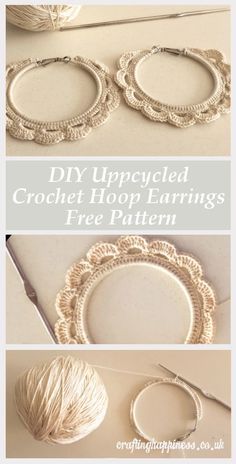 Upcycle a Pair of Old Hoop Earrings into Beautiful Crochet Earrings with this DIY Free Pattern Crochet Hoop Earrings, Crochet Hoop, Glam Earrings, Crochet Jewelry Patterns, Crochet Earrings Pattern, Front Back Earrings, Geode Earrings, Raw Crystal Jewelry, Ear Jacket Earring