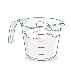 Illustration of flour in a dry measuring cup Measuring Cups Drawing, Dry Measuring Cups, Basic Cooking, Kitchen Skills, Cooking Stuff, Cooking Tips And Tricks, Cooking Club, Liquid Measuring Cup, Cooking Basics