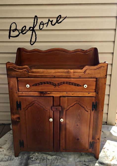 Many shoppers pass over this style of furniture. But the makeover possibilities are endless. Upcycle Dry Sink, Vintage Dry Sink Makeover, How To Decorate A Dry Sink, Dry Sink Decor Ideas Farmhouse, Dry Sink Makeover Ideas, Furniture Redo Ideas, Refinished Dry Sink, Thrift Store Makeover Ideas Before After, Drysink Makeover