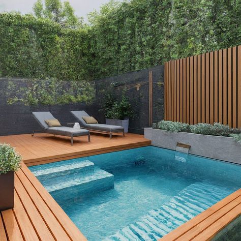 18 Small Pool Deck Ideas » Comfy Ideas Composite Pool Deck Ideas, Decking Ideas Outdoor, Backyard Decking Ideas, Small Pool Deck, Coastal Backyard, Backyard Decking, Homemade Water Fountains, Raised Pools, Ideas For Small Gardens