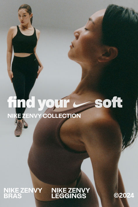 The Nike Zenvy Collection’s ultrasoft fabric helps you find your feel through every move. Shop now on Nike.com. Nike Women Campaign, Nike Campaign Photography, Nike Ad Campaign, Story Grid, Nike Ads, Nike Graphics, Nike Zenvy, Goddess Feminine, Nike Campaign