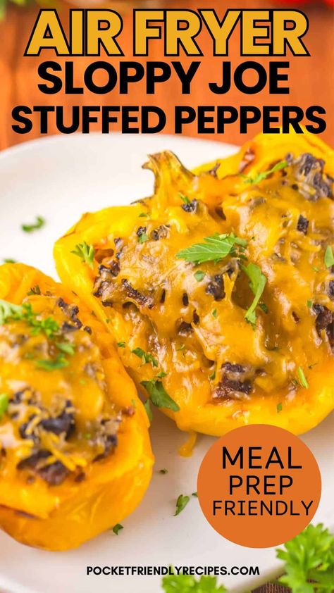 Stuffed Peppers Air Fryer, Peppers Air Fryer, Sloppy Joe, Sloppy Joes, Bell Peppers, Peppers, Air Fryer, Stuffed Peppers