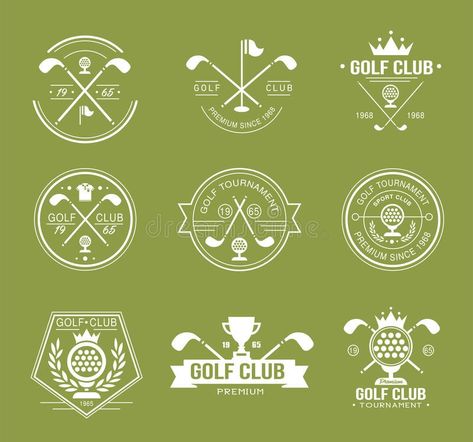 Set of golf club logos, labels and emblems stock illustration Golf Logo Design, Country Club Logo, Golf Logo, Golf Country Club, Infographic Design Inspiration, Club Logo, Golf Tournament, Sports Clubs, Golf Sport