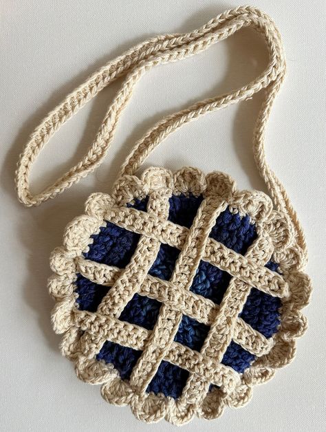 Blueberry Pie Purse made to Order - Etsy Pie Purse Crochet, Blueberry Inspired Outfit, Crochet Pie Purse, Crochet Ideas Small Projects, Crochet Trinket Bag, Crochet Purse Ideas, Blueberry Accessories, Blue Crochet Projects, Blueberry Outfit