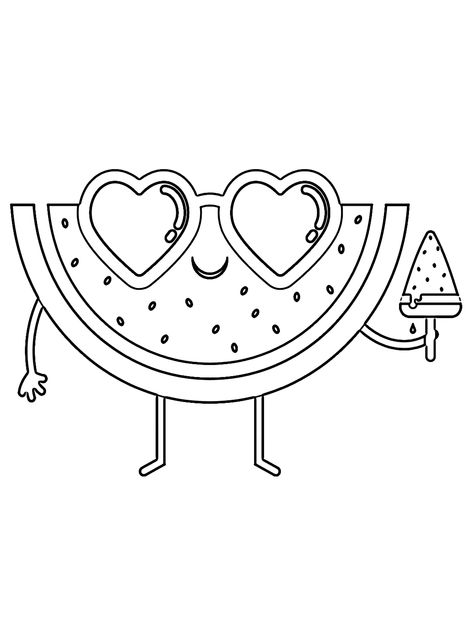 Watermelon - Lol Coloring Pages Cute Summer Coloring Pages, Kids Coloring Pages Free Printable, Summer Colouring Pages, Summer Coloring Pictures, Watermelon Coloring Page, Watermelon Coloring, Digital Stamps Free, Lol Coloring Pages, Diy Coloring Books