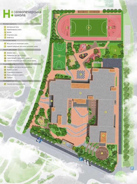 School Landscape Architecture Plan, Outside Of School Building, School Architecture Design Concept, School Design Concept, School Landscape Design, School Architecture Design, School Design Architecture, Landscaping Garden Ideas, School Building Plans