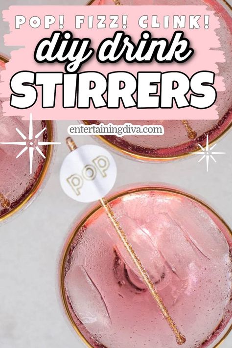 Diy Drink Stirrers, Bachelorette Party Cocktails, Champagne Jello Shots, Cocktail Stirrers, Champagne Drinks, Christmas Cocktail Party, Champagne Cocktails, Potluck Dinner, Party Cocktails