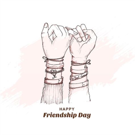 Happy friendship day hand draw sketch ha... | Free Vector #Freepik #freevector #background #abstract-background #watercolor #abstract Friendship Day Sketch, Drawings Friendship, Friendship Art Drawings, Friendship Day Art, Friend Ship Day, Friendship Drawings, Friendship Day Drawing, Friendship Background, Friendship Sketches