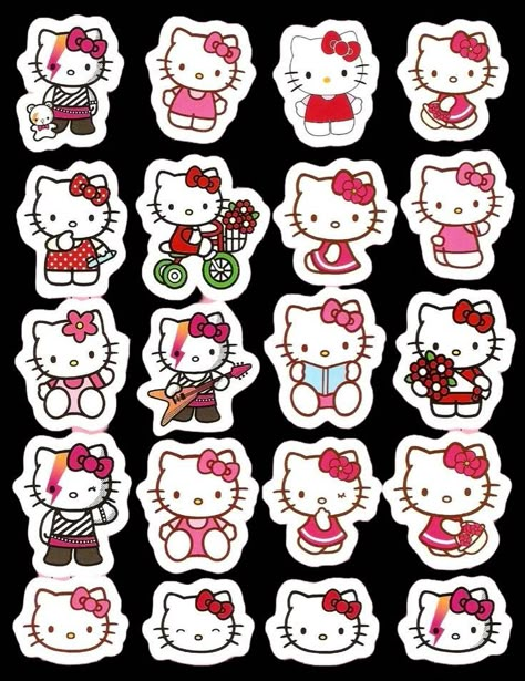 Hello Kitty Stickers Free Printable, Hello Kitty Aesthetic Stickers, Sanrio Stickers Printable, Hello Kitty Stickers, Gym Workout Clothes, Hello Kitty Imagenes, Hello Kitty Printables, Cute Easy Doodles, Hello Kitty Crafts