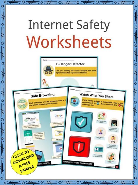 Internet Safety Worksheet, Safety Activities For Kids, Internet Safety Lessons, Internet Safety Activities, Safety Worksheets, Citizenship Lessons, Internet Safety Tips, Safety Activities, Internet Safety For Kids