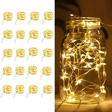 Amazon.com: 20 Pack LED Fairy Lights Battery Operated,7.2ft 20 LED Silver Wire Warm White Mason Jar Lights,Firefly Mini Led String Lights for Mason Jars Party Crafts Wedding Decorations : Home & Kitchen Mason Jar Party, Battery Operated String Lights, Mini String Lights, White Fairy Lights, Graduation Party Centerpieces, Led Fairy String Lights, Starry Lights, Battery String Lights, Holiday Table Decorations