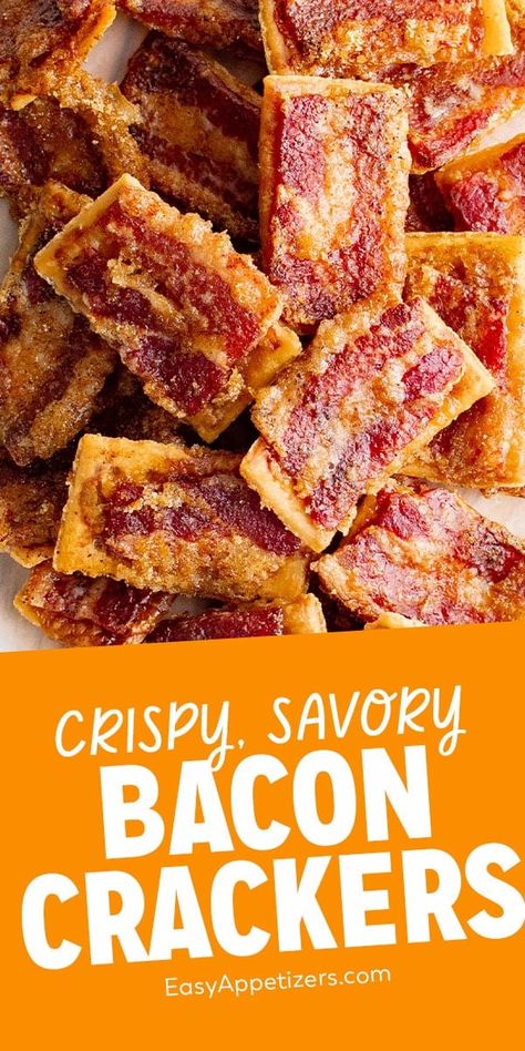 Sweet, salty and crunchy, these candied Bacon Crackers are made with just 5 ingredients for an easy appetizer that everyone will love. Candied Bacon Crackers, Bacon Crackers, Bacon Cracker, Crackers Appetizers, Bacon Snacks, Bacon Appetizers, Appetizers Easy Finger Food, Finger Foods Easy, Candied Bacon