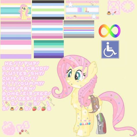 Mlp Recipes, Mlp Age Reg, Mlp Redesigns Fluttershy, My Little Pony Headcanons, Mlp Hair Ideas, Fluttershy Headcanons, Mlp Hcs, Mlp Headcanons, Mlp Redesigns