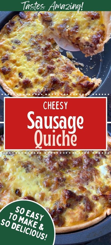 Celebrate any occasion with our Cheesy Sausage Quiche recipe! This versatile recipe, featuring a medley of cheese, sausage, and eggs in a golden crust, is perfect for brunches, potlucks, or even as a savory snack. #QuicheTime #SausageCelebration #CheeseFiesta Breakfast Quiche Sausage, Egg Quiche Recipes, Sausage Quiche Recipes, Quiche Pie Crust, Breakfast Quiche Recipes Easy, Quiche Pie, Egg Quiche, Cheese Quiche Recipe, Sausage Quiche