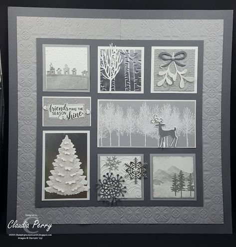 Winter Page Sampler Su Samplers, Box Frame Art, Winter Paper, Christmas Shadow Boxes, Winter Woods, Columbus Ga, Stampin Up Project, Printers Tray, Candy Cards