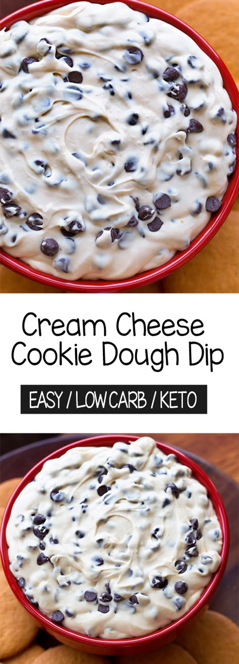 Cream Cheese Cookie Dough Dip, Cream Cheese Cookie Dough, Low Carb Cookie Dough, Cream Cheese Cookie, Cookie Dough Dip Recipe, Keto Cream Cheese, Keto Cookie Dough, Lowcarb Recipes, Low Carb Backen