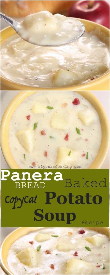 Baked Potato Soup – Panera Bread Copycat Recipe Copycat Potato Soup, Potato Soup Panera, Panera Baked Potato Soup, Panera Bread Copycat, Soup Panera, Collage Food, Irish Potato Soup, Panera Recipes, Baked Potato Soup Recipe