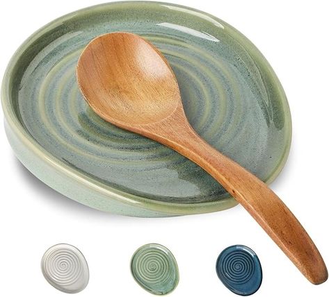 Amazon.com: Seyatoo Ceramic Spoon Rest for Stove Top, Spoon Holder for Kitchen Counter, Farmhouse Cooking Utensil Holder for Spoons, Ladles, Spatula, Glazed Green: Home & Kitchen Spoon Holder Ceramic, Cooking Spoon Holder, Ceramic Kitchen Utensil Holder, Cooking Utensil Holder, Counter Clean, Kitchen Spoon, Ceramic Spoon Rest, Kitchen Utensil Holder, Cooking Utensil