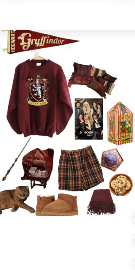 Harry Potter Pajamas Aesthetic, James Potter Outfit Style, James Potter Aesthetic Outfit, Hogwarts Inspired Outfits, James Potter Outfit, Gryffindor Aesthetic Outfit, Gryffindor Inspired Outfits, Hogwarts Style, Gryffindor Outfit