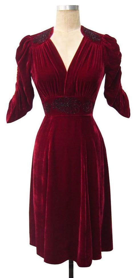 Natasha Dress in Wine, silk velvet, Winter 2012, 2 1940’s Dress, 1940's Dress, Fashion 1940s, 40s Dress, Trashy Diva, Dresses 40s, Red Velvet Dress, Dress Velvet, 40s Fashion