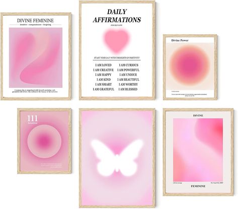 Aesthetic Prints For Room, Aura Artwork, Prints For Room, Gradient Painting, Trendy Wall Art Prints, Daily Affirmations For Women, Angel Number Poster, Artwork Colorful, Bathroom Wall Decor Art