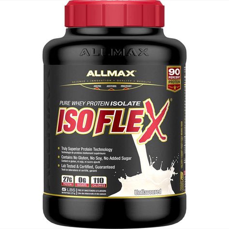 ALLMAX Nutrition - ISOFLEX - 100% Ultra-Pure Whey Protein Isolate - Unflavoured - 5 Pound: Amazon.ca: Health & Personal Care Best Whey Protein, Pure Protein, 100 Whey Protein, No Gluten, Whey Isolate, Sugar Free Syrup, Whey Protein Isolate, Protein Supplements, Isolate Protein