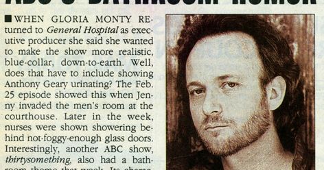 Tony Geary, Luke And Laura, Mens Room, Lori Loughlin, Tv Covers, Bathroom Humor, General Hospital, Soap Opera, Random Stuff