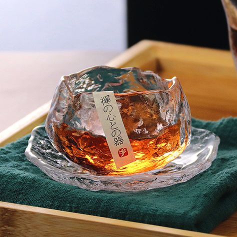 Japanese Galss Tea Cup and Saucer Set Creative Glassware Thickened Teacup with Coaster Mat Crystal Small Wine Espresso Cup _ - AliExpress Mobile Japanese Objects, Japanese Snow, Small Tea Cups, Arabic Coffee, Whisky Glass, Glass Tea Cups, Glass Coffee Cups, Whiskey Glass, Cozy Room Decor