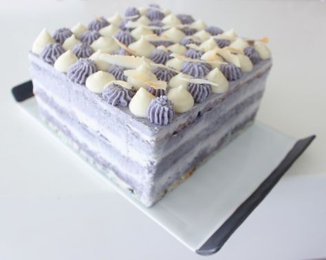 Coconut-taro layer cake – Freddy's Harajuku Flavored Cakes, Taro Recipes, Taro Cake, Butter Cake Cookies, Coconut Cakes, Veggie Cakes, Coconut Mousse, Coffee And Walnut Cake, Filipino Food Dessert