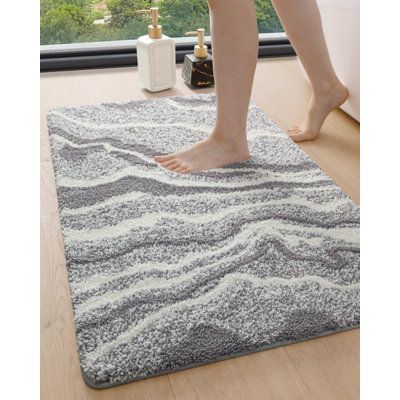 Soft and Plush: Experience ultimate softness and plushness with the bath mats for bathroom floor, crafted from high-quality microfiber. The high-pile design of bathroom rug delivers a pampering feel underfoot, enhancing your bathroom’s comfort and luxury SUPBAN Color: Gray, Size: Single - 30" L x 17" W | SUPBAN Bathroom Rug Mat, Non Slip Machine Washable Marble Bathmat, Absorbent Thick Microfiber Rugs in Gray | Single - 30" L x 17" W | Wayfair Bathroom Accessories Decor, White Bath Mat, Dripping Water, Bath Mats Bathroom Rugs, Bathroom Bath Mats, Bathroom Rugs Bath Mats, Floor Bathroom, Bathroom Carpet, Bathroom Floor Mat