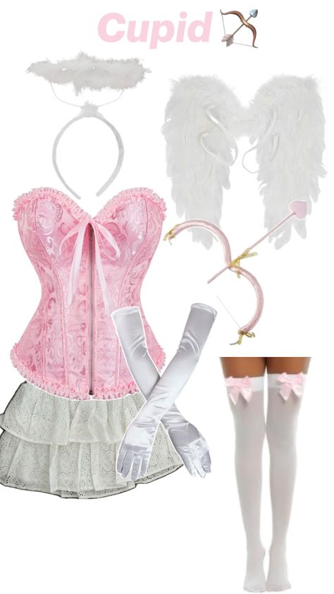 Pink And White Halloween Costume, Cute Easy Halloween Costumes, Cupid Costume, White Halloween Costumes, Corset Costumes, Duo Halloween Costumes, Character Inspired Outfits, Costume Inspo, Pink Corset