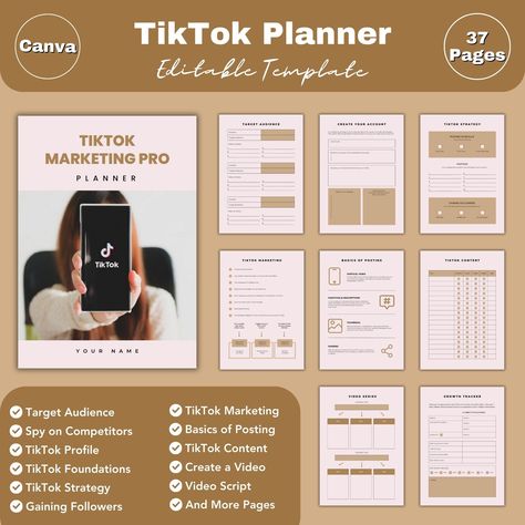 TikTok Planner | Social Media Scheduler, Hashtag Organizer, and Creative Content Planner studying #lifeorganizationnotion #plannerprintable Tiktok Planner, Tiktok Profile, Content Calendar Template, Interactive Calendar, Tiktok Content, Ultimate Planner, Video Script, Content Planner, Social Media Schedule