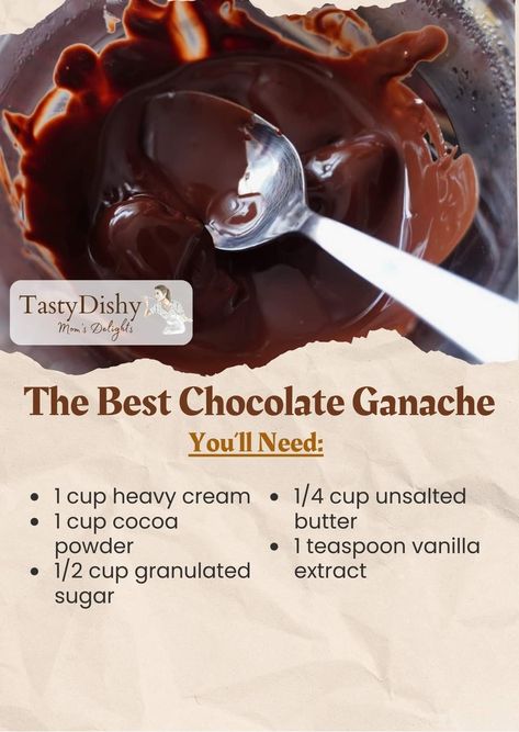 Cocoa Ganache Recipe, Chocolate Ganache With Cocoa Powder, Cocoa Powder Ganache, Best Chocolate Ganache, Homemade Chocolate Ganache, Chocolate Ganache Recipe, Cake Filling Recipes, Chocolate Ganache Frosting, Frosting Recipes Easy