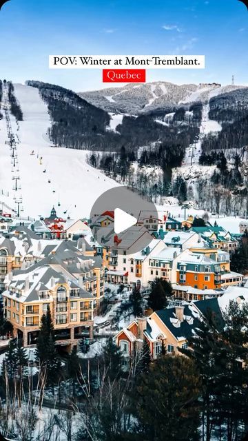 Montréal, Canada 🇨🇦 Travel | Hotels | Food | Tips on Instagram: "@sky.semijon.aerial soaring over Mont-Tremblant’s breathtaking winter landscapes 🏔️.

💡 Did you know? Mont-Tremblant is a winter wonderland offering everything from thrilling ski slopes to serene snowshoeing trails. The views from the top are nothing short of magical, especially as the sun sets over the snow-covered peaks.

What’s your favorite winter activity in Mont-Tremblant? 🎿❄️

📍Mont-Tremblant, Quebec." Tremblant Quebec, Mont Tremblant, Winter Landscapes, Winter Activity, Hotel Food, Ski Slopes, Sun Sets, Food Tips, Winter Activities