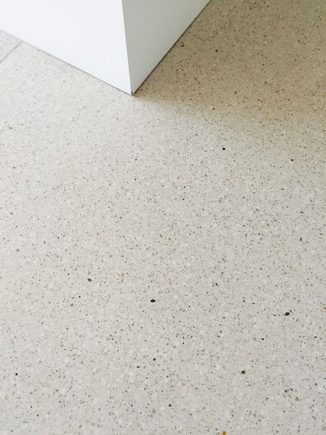 White Concrete Floors, Concrete Floors Living Room, Terazzo Floor, Concrete Overlay, Terrazzo Flooring, Beach House Interior, Basement Flooring, Concrete Floor, White Concrete