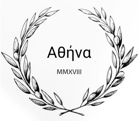 My new tattoo made in Athens,Greece on the 14th of april 2018. Designed by me. Athena In Greek Letters, School Of Athens Tattoo, Athens Tattoo Ideas, Athena Symbol Tattoo, Athena Tattoo Simple, Athena Tattoo Minimalist, Greece Tattoo Ideas, Greek Leaves Tattoo, Athena Logo