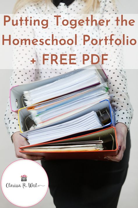 Putting Together the Homeschool Portfolio | FREE PDF • Clarissa R. West Kindergarten Homeschool Portfolio, Homeschool Portfolio Printables Free, Homeschool Portfolio Examples, Global Developmental Delay, Pdf Portfolio, Homeschool Portfolio, Family Management, Teaching Preschoolers, Organization School