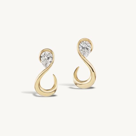 New from our Summer Forever Collection, showstopping pear diamond earrings. We’ve designed three styles with abstract open infinity shapes that wrap around the earlobe, creating a hoop illusion. Wear alone or stack with the other designs for an elegant and cohesive stack.  . . . . . . . #sophieratner #sophieratnerjewelry #srj #summerforever #pierceddiamonds #tennisbracelet #tennisnecklace #diamondearrings #diamondpendant #longlivesummer #summer2024 #summerinspo Petite Rings, Pear Diamond Earrings, Pear Jewelry, Petite Ring, Tennis Necklace, Custom Bridal, Diamond Hoop Earrings, Pear Diamond, Trendy Jewelry