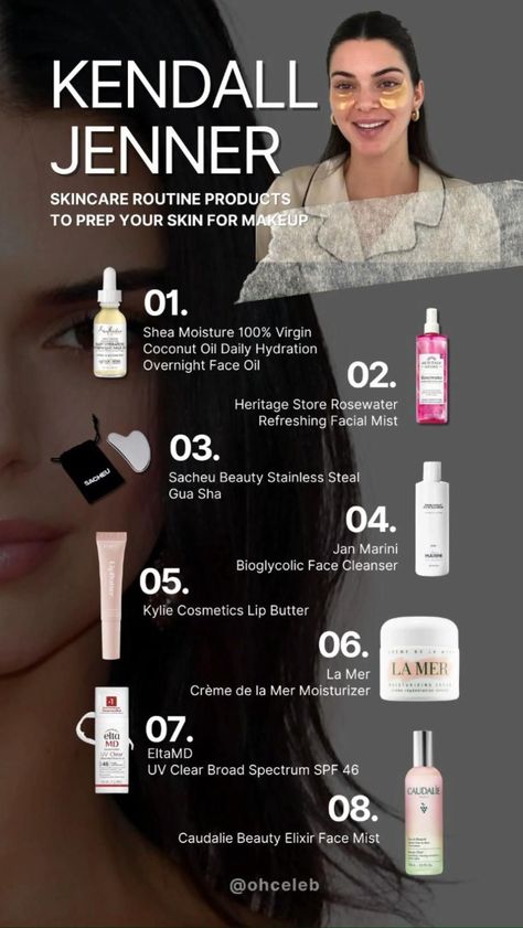 Kendall Jenner Skincare Products Routine to Prep Your Skin for MakeUp Kendall Jenner Makeup Products, Kendall Jenner Skin Care Routine, Kendall Jenner Self Care, Skin Prep For Makeup, Kendall Jenner Skincare, Kendall Makeup, Jenner Lifestyle, Kendall Jenner Skin, Open Pores On Face