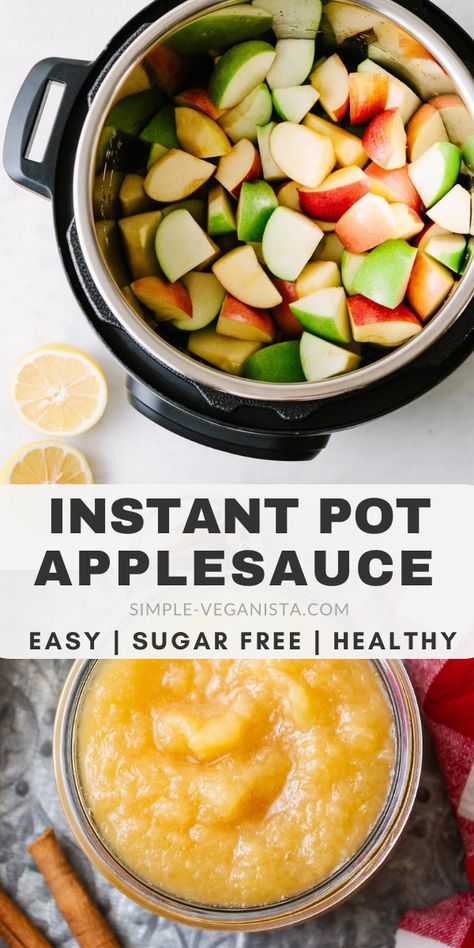 Homemade Applesauce Recipe, Instant Pot Applesauce, Homemade Applesauce Recipes, Applesauce Recipe, Vegan Instant Pot Recipes, Clean Eating Vegetarian, Apple Sauce Recipes, Instant Pot Air Fryer, Homemade Applesauce