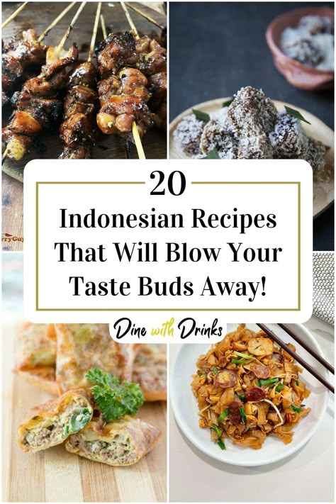 Collage of 4 indonesian recipes. Indonesian Cuisine Food Recipes, Authentic Indonesian Food, Balinese Food Recipe, Dutch Indonesian Food Recipes, Easy Indonesian Food Recipes, Indonesian Side Dishes, Indonesian Recipes In English, Vegan Indonesian Recipes, Indonesian Appetizer