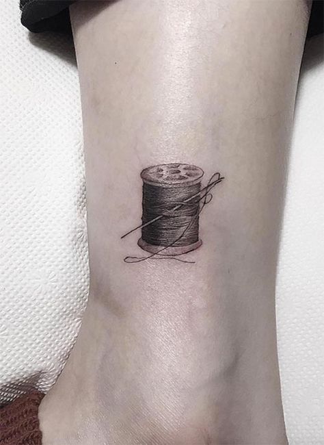 Sewing Needle Tattoo, Needle And Thread Tattoo, Thread Tattoo, Quilt Tattoo, Sewing Machine Tattoo, Sewing Tattoos, Classy Tattoos For Women, Knitting Tattoo, Cute Ankle Tattoos