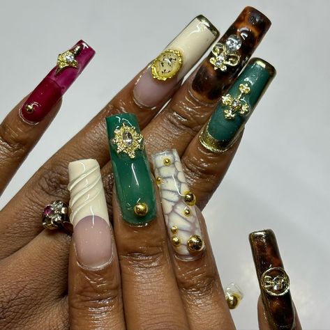 ❤️✨🐆🪲 #nailart #gelxnails #gelx #nailinspo #londonnailtech Color For Nails, Boho Nails, Curved Nails, London Nails, Vibrant Nails, Glam Nails, Healthy Nails, Girls Nails, Bling Acrylic Nails