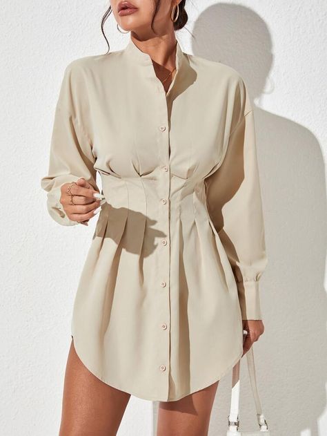 Cloth Inspiration, Nude Shirt, Boho Print Dress, Pleated Shirt Dress, Walking Outfits, Sweet Clothes, Work Dresses For Women, Pleated Shirt, Chic Clothing