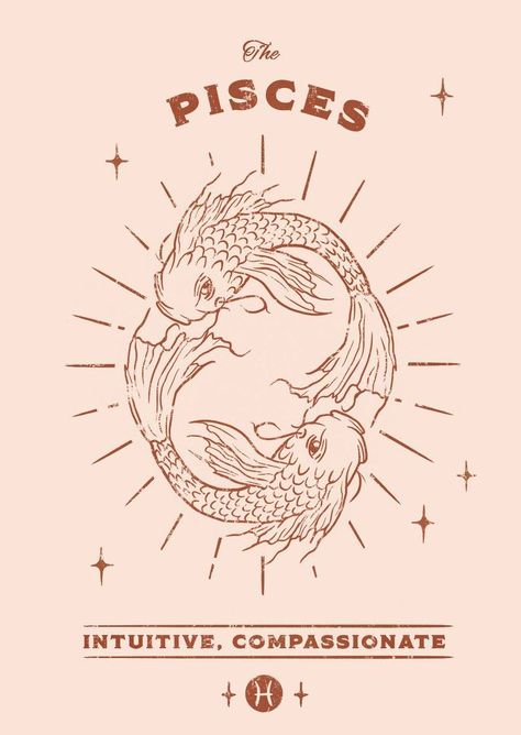 Zodiac Art Prints, Zodiac Cards Illustration, Zodiac Illustration, Zodiac Prints, Zodiac Poster, Zodiac Cards, Pisces Tattoos, Astrology Pisces, Zodiac Designs