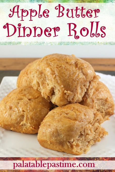 Apple Butter Dinner Rolls bake up soft with apple butter in the dough and are topped with honey butter that has a hint of cinnamon. via @suelau1 Recipes Using Apple Butter, Foods To Sell, Butter Dinner Rolls, Apple Butter Recipes, Recipe Using Apples, Food For Fall, Butternut Squash Apple, Apple Fritter Bread, Apple Maple