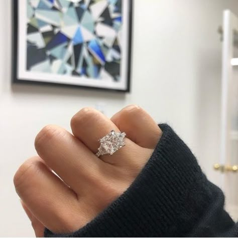 Princess-Cut Diamond Rings Princess Cut Trilogy Ring, Princess Cut Engagement Ring Set, Engagement Rings Rose Gold Princess Cut, Square Diamond Engagement Ring, Trendy Engagement Rings, Princess Diamond Engagement Rings, Square Engagement Rings, Princess Diamond Ring, Yellow Diamond Engagement Ring